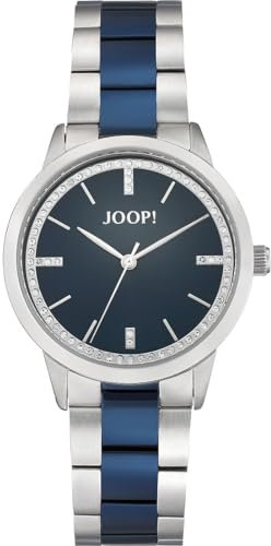 Joop! Armbanduhr Damen Quarzuhr Analog, mit Edelstahl Armband, Blau, 5 bar Wasserdicht, End of Life System, Kommt in Uhren Geschenk Box, 2035050