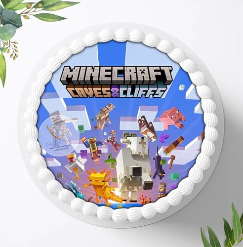 Für die Geburtstags Torte, Zuckerbild kompatibel mit: Minecraft, Essbares Foto für Torten, Fondant, Tortenaufleger Ø 20cm, 0051P.1