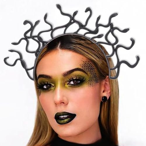 Zoestar Serre-tête serpent méduse noir déesse grecque pour Halloween, carnaval, fête, accessoires pour cheveux pour femmes et filles