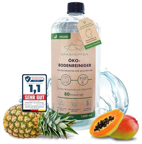 Detergente per robot lavapavimenti Grashüpfer® | Lavapavimenti Eco compatibile con tutti i robot lavapavimenti e aspirapolvere | Concentrato da 1000 ml | circa 80 utilizzi