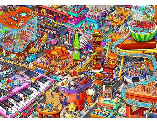 HUADADA Puzzle für Erwachsene 1000 Teile | Herausfordernde Spielrätsel, Buchstaben auf der Rückseite, Little People's World Party