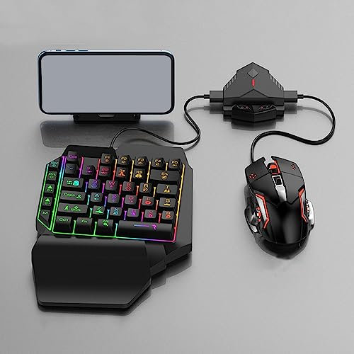 Tastatur-Maus-Konverter-Set für Mobile Spiele, Kabelgebundene Kabellose Mechanische RGB-Tastatur-Maus-Adapter-Kombination mit Bildschirmübertragung