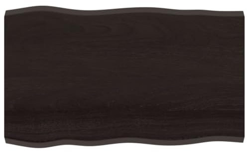 vidaXL Tischplatte, Holzplatte für Tisch Esstisch Couchtisch, Massivholzplatte Handgefertigt mit Baumkante, Ersatztischplatte, Dunkelbraun 100x60x(2-4) cm Massivholz Behandelt