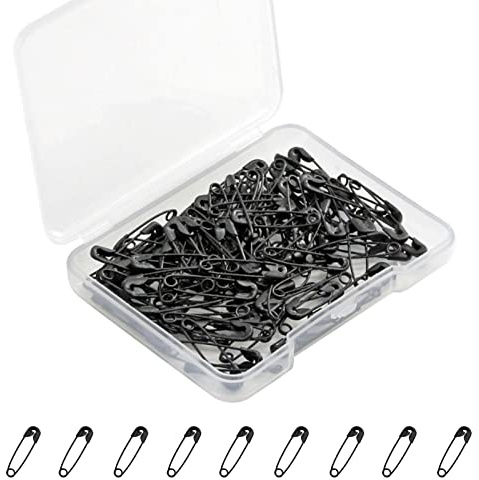 300 Stück Sicherheitsnadeln, kleine Sicherheitsnadeln für Kleidung, 19 mm Metall-Mini-Sicherheitsnadel, Großpackung für Kunsthandwerk, Nähen, Schmuckherstellung (Schwarze/Box)