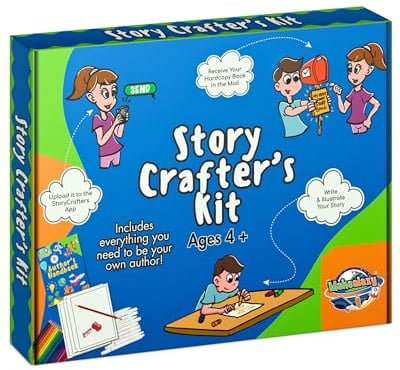 Story Crafters - Book Making Kit for Kids - with Custom Printed Hardcover Storybook - Write Draw a Storybook - Gift for Creative Kids - Novel Writing Starter - Book Maker Drawing - Now with Audio!