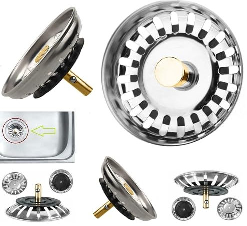EGE Stainless Steel Kitchen Sink Plug Replacement Sink Strainer Waste Plug Food and Hair Catcher Hole Diameter 78mm
