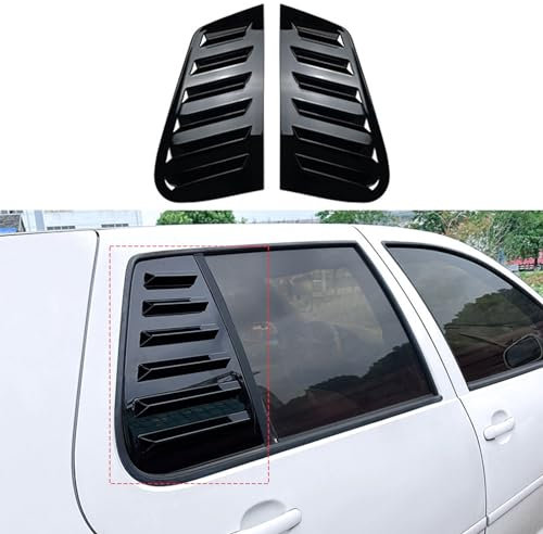 MDATT 2 Stück kompatibel für Volkswagen Golf 4 MK4 1997-2006, Auto-Hinterseitenfenster-Lamellen, Rollläden, Jalousien, Verkleidungs-Körperbausatz,Glossy Black