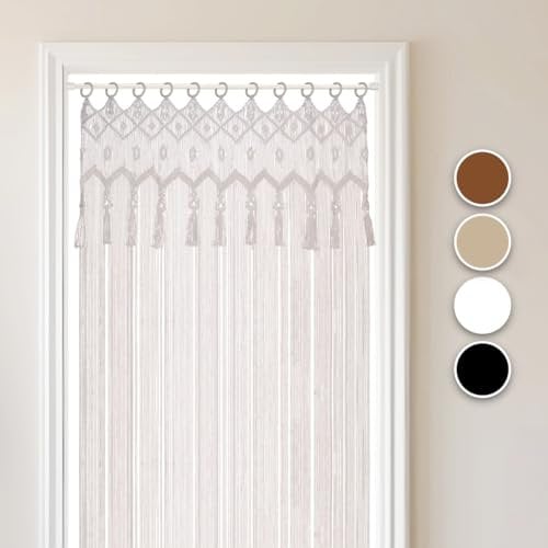 Cozyor Makramee Boho Vorhang Türvorhang Fenstervorhang 132x200cm als Raumteiler, Wandbehang & Deko weiß, für Traubogen, Hochzeit, Wohnzimmer, Schlafzimmer
