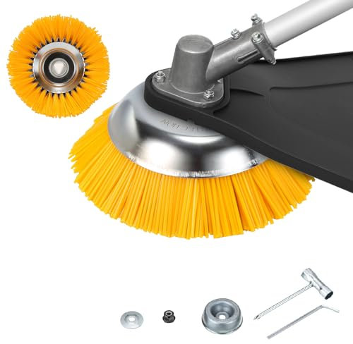 Gimisgu Unkrautbürste Profi Wildkraut Fugenbürste Stahl Rundbürsten Fuer 200x25,4mm Wildkrautbürste Weed Brush für Motorsense Unkrauttrimmer Garten Zubehör（2STK）