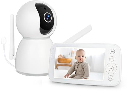 Yicty 5 Inch Baby Monitor with Camera and Audio 1080P PTZ Camera 720P HD IPS Screen No WiFi No App Two-Way Call Infrared Night Vision VOX Mode