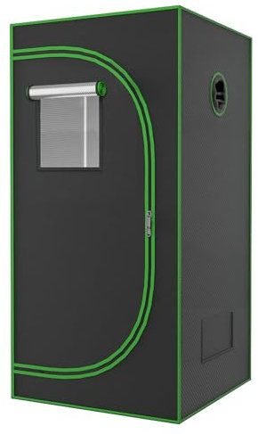 Growzelt, Cannabis Growzelt with Observation Window and Bottom Tray for Indoor Plants Grow Room (90 x 90 x 180 cm) Schwarz