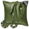 Seiwohl Satin Kissenbezug 80x80 2er Set, Weich wie Seidenkissenbezug Silk Pillowcase, Vegane Seide Kopfkissenbezug Kissenhülle Seidenkopfkissen für Haar und Haut mit Haargummis, Olivgrün