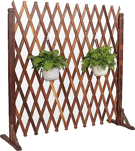 Leitplanke, Teleskop-Holzzaun für Außentrennwände, dekoratives Blumenregal aus Holz mit Gittertrennwand (Größe: 115 x 160 cm) (Größe: 70 x 160 cm) Stabilize