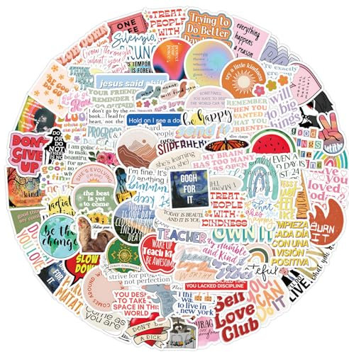 Inspirierende Worte Aufkleber 100Pcs für Laptop, Fahrrad, Gepäck, Graffiti-Patches, Gitarrenaufkleber für Skateboard, Gepäck, Fahrradstoßstange, Geschenk für Kinder/Teenager