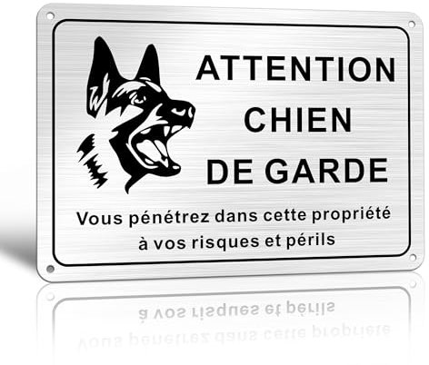 TAKULA Panneau Chien de Garde-Pancarte Attention au Chien-22 * 15CM Plaque Aluminium Brossé Attention au Chien,Plaque Chien Imperméable et Antirouille
