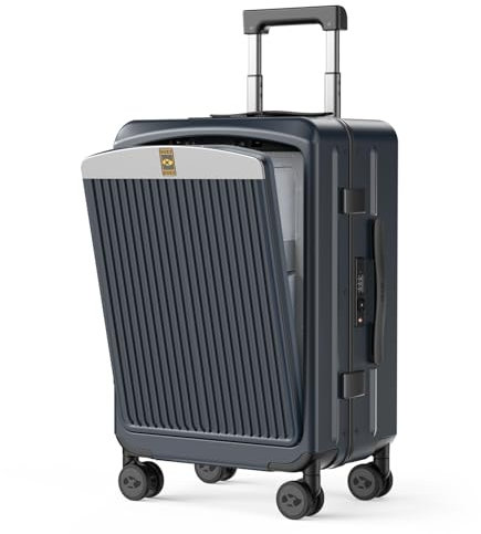 MGOB Aluminium Handgepäck Koffer PC ABS Material Hartschalen-Koffer TSA Reißverschlussloser Rollkoffer Dunkelgrau