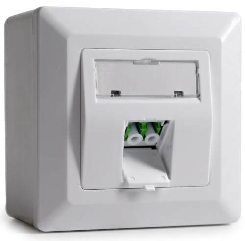 Maintec Boîtier de connexion en fibre optique 1x Duplex LC-APC/LC-APC en surface LWL Keystone, adapté pour FTTH, blanc