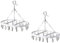 QUALIWARE 2X Oval Socks Dryer 20 Peg White Laundry Clips with Hanger | Peg hanger with clips Storage & Organization Socks Undergarments Laundry Airer Rack Lingeri Knickers Hats Scarves Small Towels