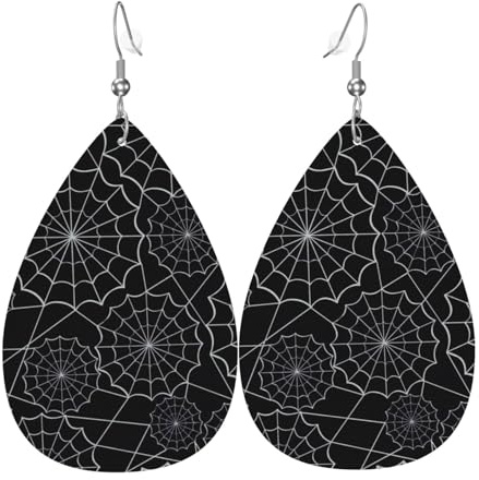 Schwarze Spinnennetz-Ohrringe für Damen, bunte tropfenförmige Leder-Ohrringe für Damen, trendig, Tropfenohrringe, Schmuck