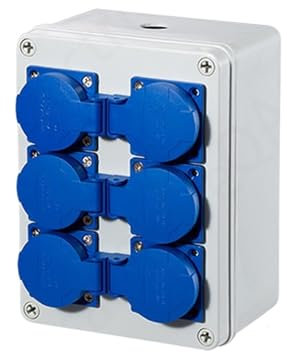 DUOCAI Coffret Électrique de Chantier Sortie d'eau de Pluie extérieure Trois Trous 10A boîtier de Prise de Courant extérieur Multifonction Mural for Voiture électrique(6K,Multi-Function socke)