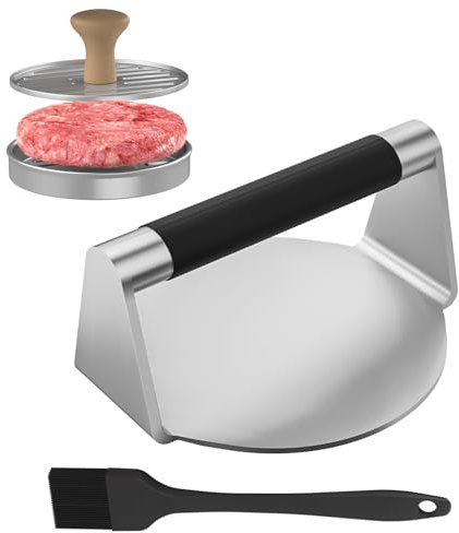 3PCS Smash Burger Press Kit, Round Hamburger Press, Stainless Steel Bacon Press and Hamburger Patty Maker, Non-Stick Burger Smasher/Hamburger Smasher Tool Set for Grill and Griddle Cooking