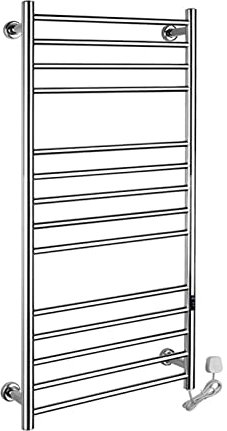 WUBYING Scaldasalviette Elettrico a Parete, 14 Barre in Acciaio Inox, scaldasalviette Elettrico, scaldasalviette a Scala Piatta per Il Bagno, termostato per scaldasalviette
