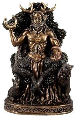 Inmaculada Romero IR Cernunnos Figur, 30 cm, keltischer Gott der Natur, Kunstharz, bronzefarben