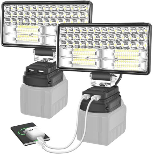 Herenear Lampe LED Rechargeable 84W, Portable Lampe de Chantier, Étanche, pour Camping, Pêche, Travail (sans Batterie)