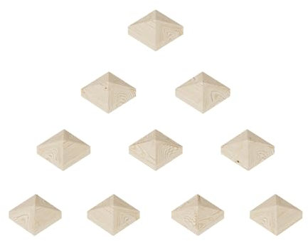 QLS Capuchon de poteau de clôture 9 x 9 cm en bois forme pyramide pour poutres en bois, poteaux naturels (5)