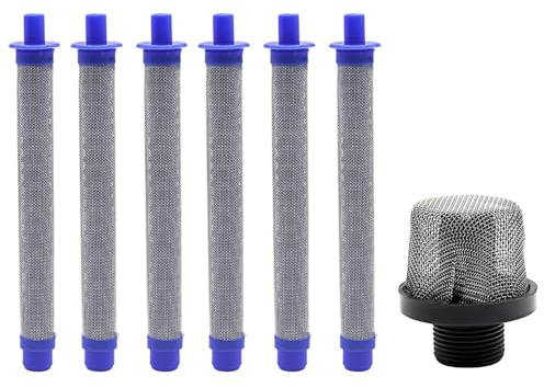 5 elementos de filtro de pistola de pulverización sin aire de acero inoxidable 288749 de malla 60 y rosca de filtro de entrada 288716 de 3/4 pulgadas, pistola de pulverización de pintura sin aire