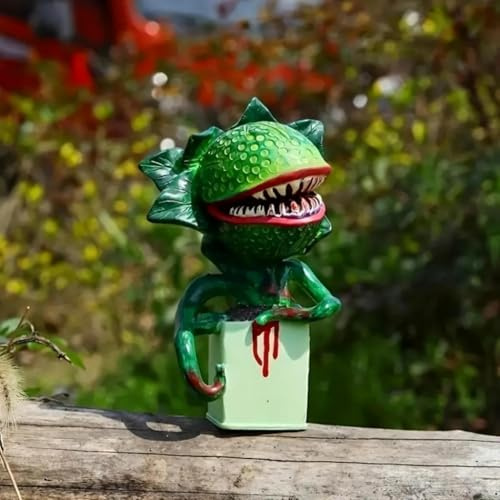 Ucuse Horror Piranha Statua da giardino a forma di pianta cannibale, altezza 15 cm, statuette per film, oggetti di scena in resina, decorazione per Halloween, per interni ed esterni, casa, ufficio