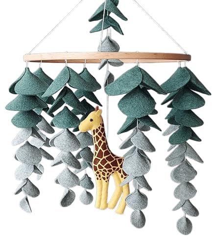 Baby Mobile Giraffe • Safari Kinderzimmer Deko • Dschungel Krippen Mobile • Eukalyptus Filz Mobile • Wildtier Hängemobile • Baby Geschenk
