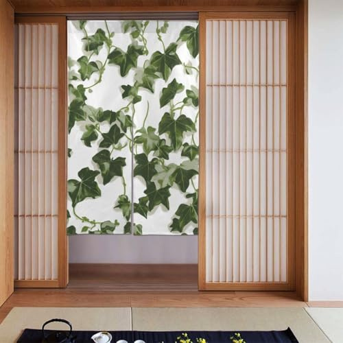 ZSUUGJ Green Ivy Soft Stylish Fabric Door Curtain, Room Divider For Privacy And Light Blocking, Ideal For Living Room Bedroom Kitchen Office