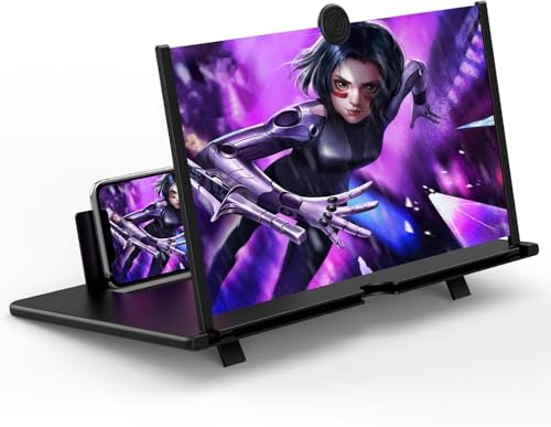 Lupa de Pantalla,Lupa de Pantalla de Teléfono Móvil de 10/12 Pulgadas,Amplificador 3D HD para Celulares Inteligentes,Amplificador de Pantalla de Teléfono Portátil Ampliadora (Negro-10 Pulgadas)