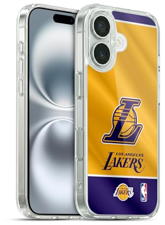 Head Case Designs Offizielle NBA Horizontalbanner Los Angeles Lakers Gelhülle [Militärischer Schutzgrad] Kompatibel Mit Apple iPhone 16 Und Kompatibel Mit MagSafe