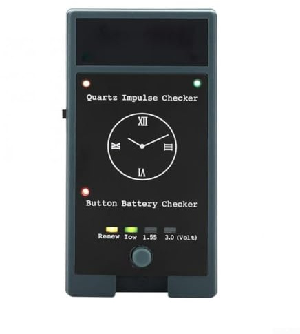 Tester per orologio con movimento al quarzo per test batteria a bottone, rilevatore di impulsi 12 x 12 cm, con display di tensione, analizzatore di impulsi compatto per orologiai e appassionati di