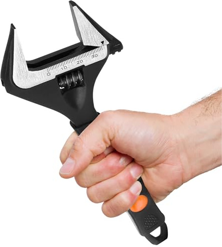 Premium Schraubenschlüssel verstellbar & Rollgabelschlüssel, Engländer Werkzeug, Robuster Einmaulschlüssel aus Cr-V Stahl Schwarz Oxidiert mit TPR-Gummigriff– Länge: 210 mm - max. 0-40mm Maulweite