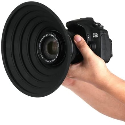 Anti-Reflex Fenster-Lichtschutz 70-90mm aus Silikon - Für Teleobjektive & Glasfotografie