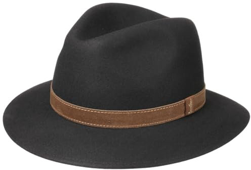 Borsalino Travellerhut Marrone für Herren Haarfilzhut Fedora mit Lederband Winter Sommer (60 cm - braun)