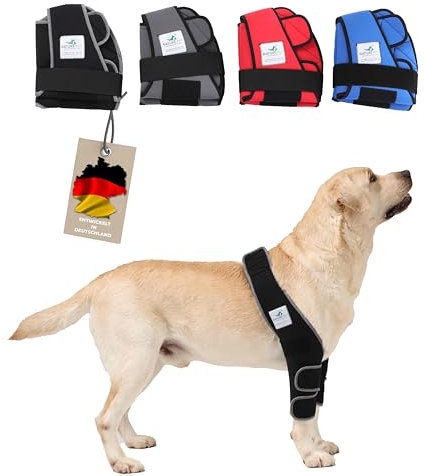 Nature Pet ® Ellenbogenbandage Hund/Ellenbogenschoner mit Netzeinsatz für Kühl- oder Wärmepads ideal bei Liegeschwielen und Arthrose beim Hund (S, Grau)