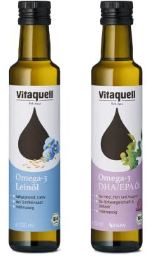 Vitaquell Omega 3 DHA Öl, 250 ml + Leinöl Goldleinsaat Bio, nativ 250 ml