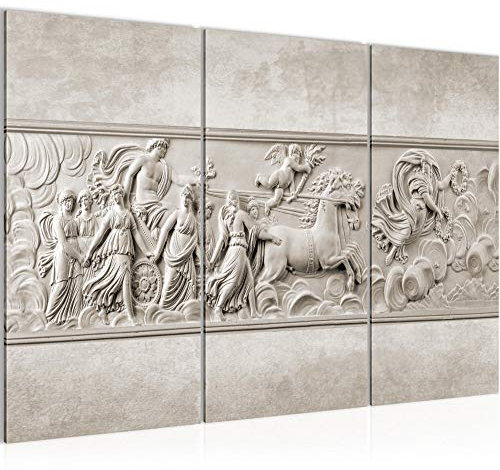 Runa Art Antique Bas-Relief Rome Peinture Tableau Salon XXL Beige 120 x 80 cm 3 Parties Decoration Murale 025631a