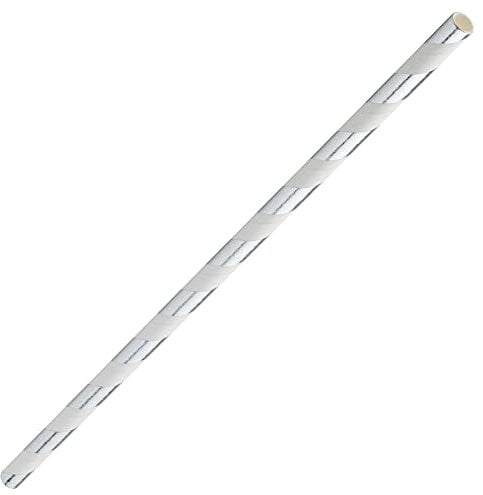 Silver & White Paper Straws 8inch-Pack of 250