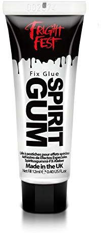 Fright Fest Mastix Spirit Gum Glue Adhesive 12ml Cosmetic Grade Fix prosthetic, gems, glitter great glitter tattoo glue, body glue, hair bonding glue, wig glue, make up glue (12ml)