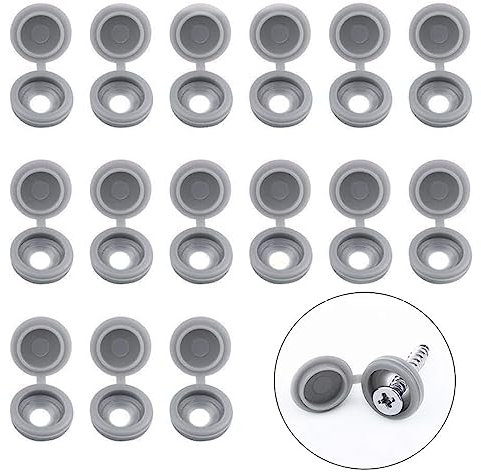 INCREWAY Lot de 100 cache-vis en plastique gris à charnière pour nettoyeur à poussière avec boîte de rangement, gris