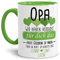 Tassendruck Geschenk Tasse mit Spruch PERSONALISIERT - Bestes Geschenk für Opa von Enkelkindern - Kaffee-Tasse/Geschenkidee Geburtstag Vatertag/Vatertagsgeschenk - Innen & Henkel Hellgrün