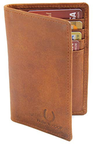 Husk N Hoof Portefeuille porte-cartes de crédit en cuir protégé RFID pour homme et femme, Marron chasseur, Porte-cartes RFID