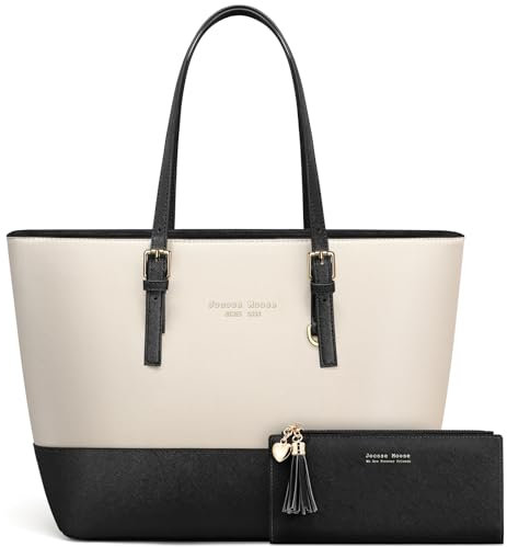 Jocose Moose Women Handbag Laptop Tote Bag Large PU Leather Shoulder Bag Designer Lightweight Computer Tote Bag, Gift with a Ladies Purse