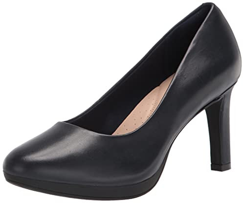 Clarks Women's Ambyr Joy Pump, Navy Leather, 6 UK