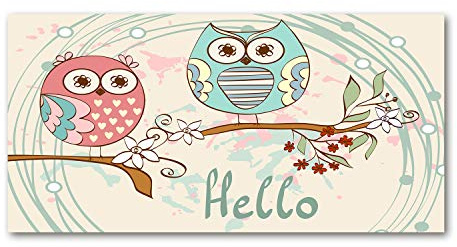 Tulup Spritzschutz Glas Küche 140x70 cm Küchenrückwand Glassplatte Küche Herd Küchenrückwand aus Echtglas Abdeckplatte - Sprüche - Mehrfarbig - Eulen